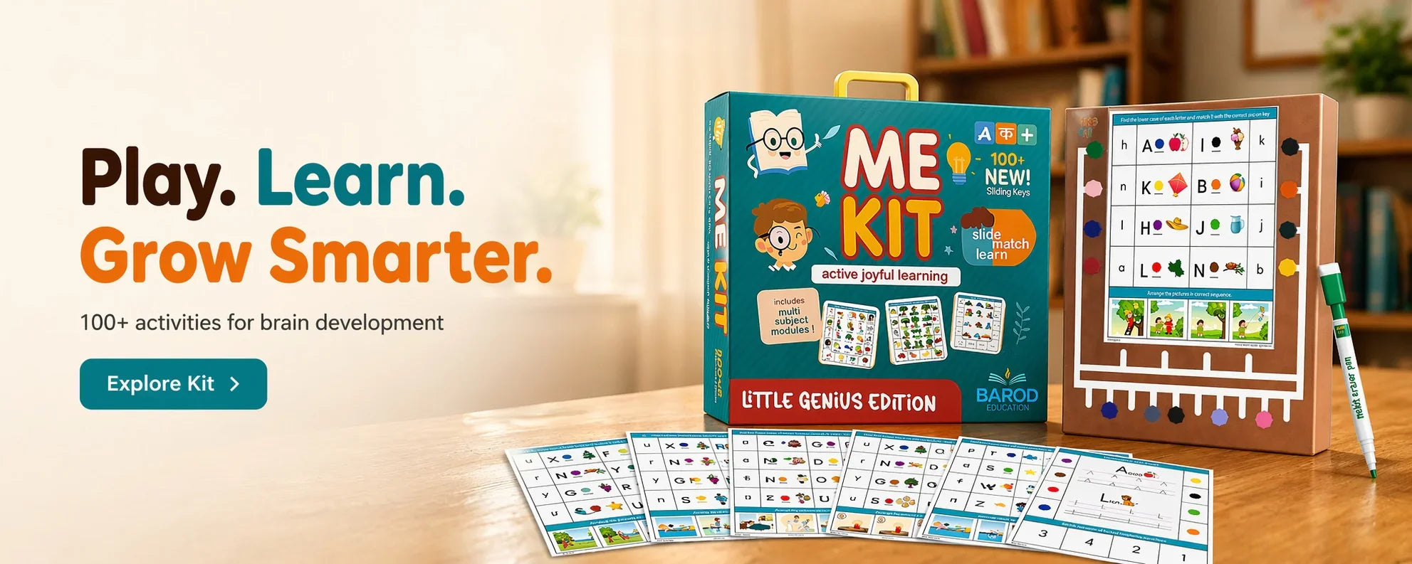 ME Kit Little Genius Edition educational toy with 100+ brain development activities for kids to play, learn, and grow smarter