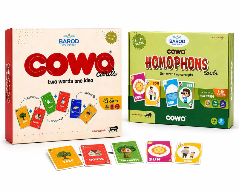 COWO educational card games for kids: word combos & homophones learning with 108 colorful cards