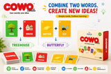 COWO Cards word game for kids, combining words like tree + house = treehouse, boosts creativity & vocabulary