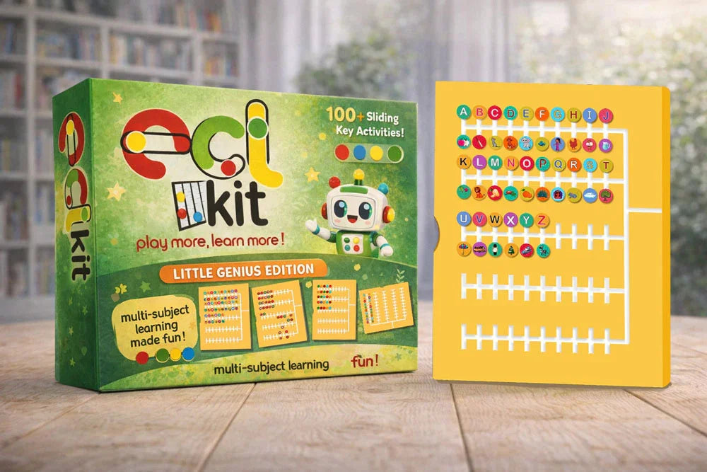 ECI Kit Little Genius Edition educational toy with 100+ sliding key activities for multi-subject learning fun