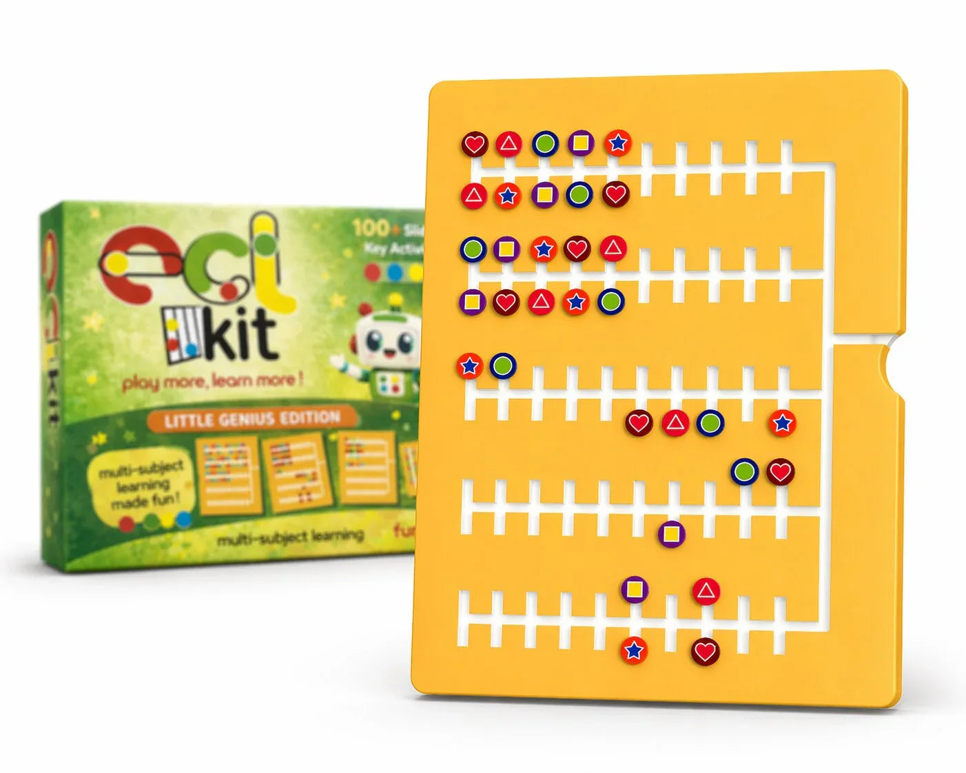 Colorful educational puzzle board with shape and color matching game for kids' learning fun