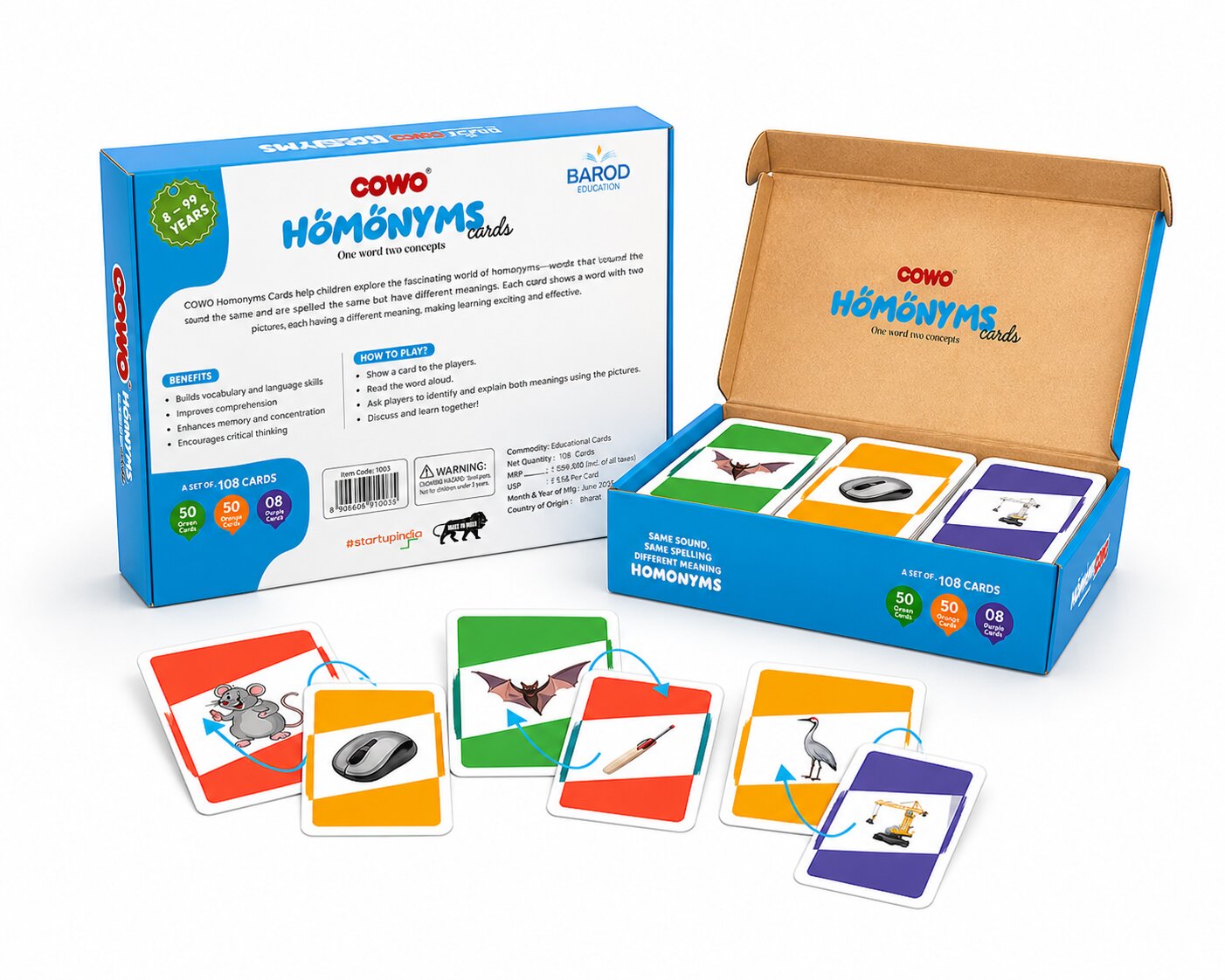 Cowo Homonyms Card Game for Kids | Same Words Different Meanings | Fun Educational Game