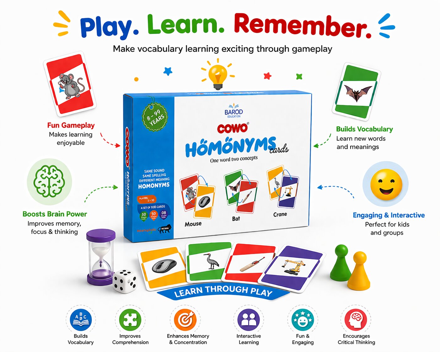 Cowo Homonyms Card Game for Kids | Same Words Different Meanings | Fun Educational Game